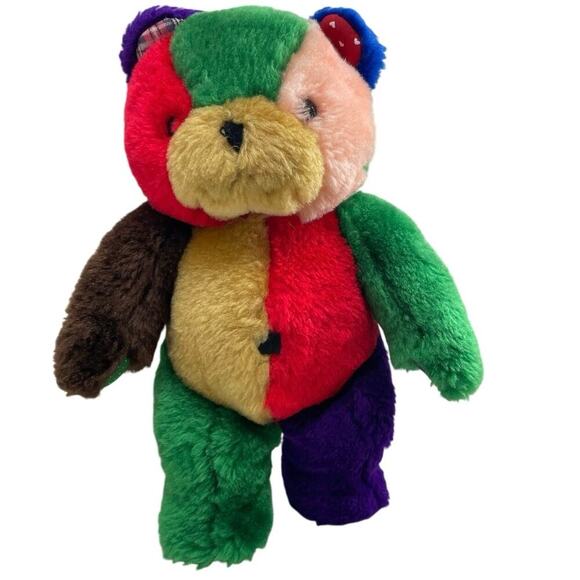 VTG 1996 PEE THE CHRISTMAS BEAR PATCHWORK TEDDY BEAR 9’ RARE PLUSHIE SQUEAKER - Picture 11 of 12